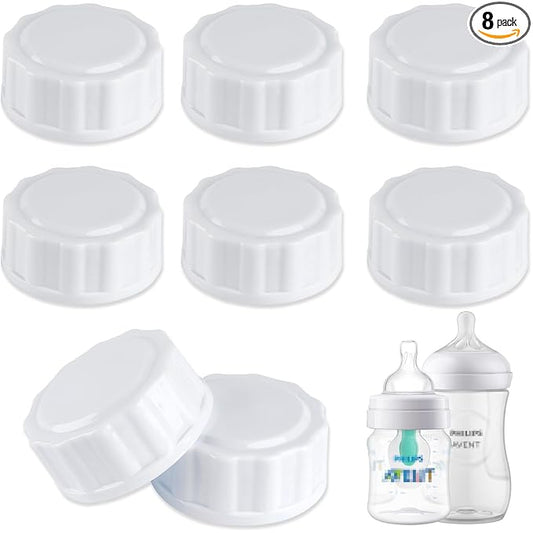 (8-PCs) Travel Bottle Caps Compatible with Avent Bottles, Bottle Lids Replacement White