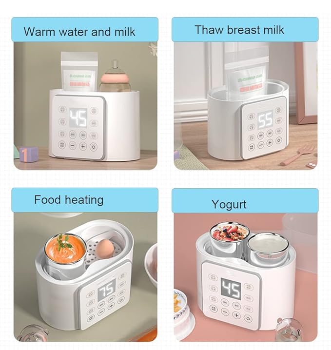 Baby Bottle Warmer, Fast Baby Food Heater Defrost BPA-Free Warmer Accurate Temperature Control for Breastmilk or Formula，9-in-1 Double Fast Warmer Bottle for Babies
