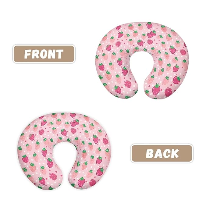 Strawberry Nursing Pillow Cover for Baby Girl Boy Stretchy Removable Covers for Breastfeeding Pillows Safe and Snug Breast Feeding Pillowcases for Moms Nursing Covers Polka Dot