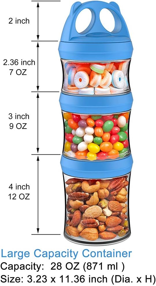 BeneLabel Snack Jars 3-Piece BPA Free Stackable Containers - Twist Lock,.fit Perfectly for Formula, Milk, Protein Powder, Snacks - (Blue, 28oz) stranded and added a bone slice.