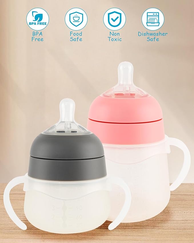 Baby Bottle Handles Compatible with Nanobebe Flexy Bottles, Easy-Grip Ergonomic Handles, Transitional Sippy Cup, BPA Free, 2-Pack