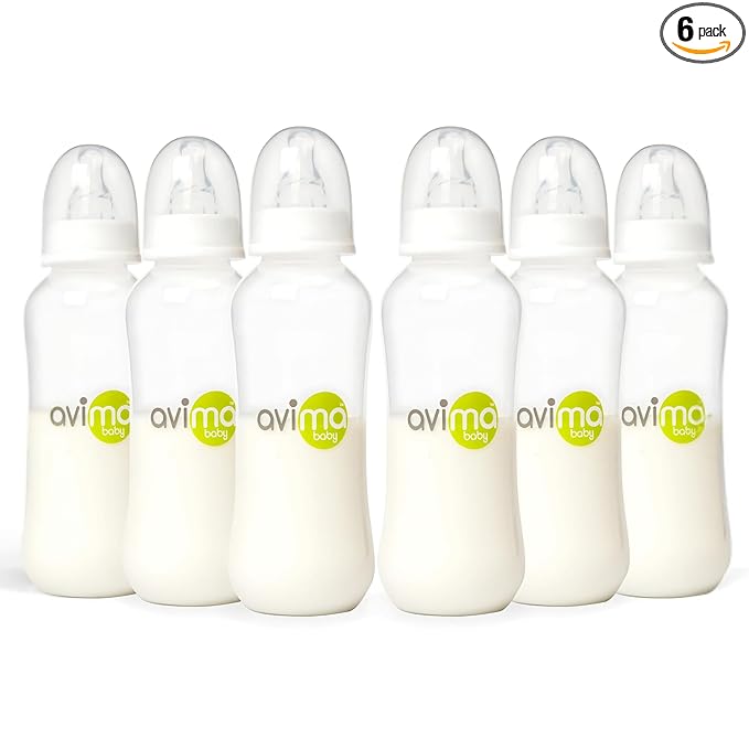 Avima Anti-Colic Baby Bottles – 10 oz, Medium Flow Nipples – BPA-Free, Standard Neck – Stage 2 for 3–6 Months – Set of 6
