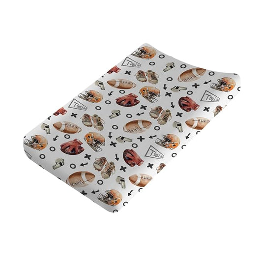 Watercolor American Football Baby Changing Pad Covers for Boy Girl 32''x16'' Outdoor Sports Fitted Diaper Change Table Sheets Sports Lovers Gift Comfort Soft Breathable Nursery Changing Table Mats