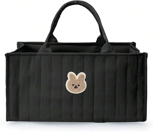 Diaper Caddy Organizer,Cute Floral Nursery Storage Basket,Soft Portable Changing Table Car Caddy Organizer Gift (Bear A)