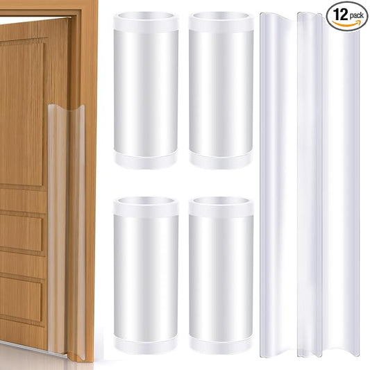 TrelaCo 12 Pcs Baby Proofing Door Pinch Guard, Hinge Cover, Door Edge & Corner Guards Protector for Kids Finger Safety, Heavy Duty Jam Shield, Translucent