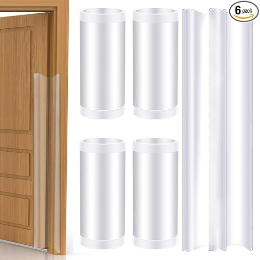 TrelaCo 6 Pcs Baby Proofing Door Pinch Guard, Hinge Cover, Door Edge & Corner Guards Protector for Kids Finger Safety, Heavy Duty Jam Shield, Translucent