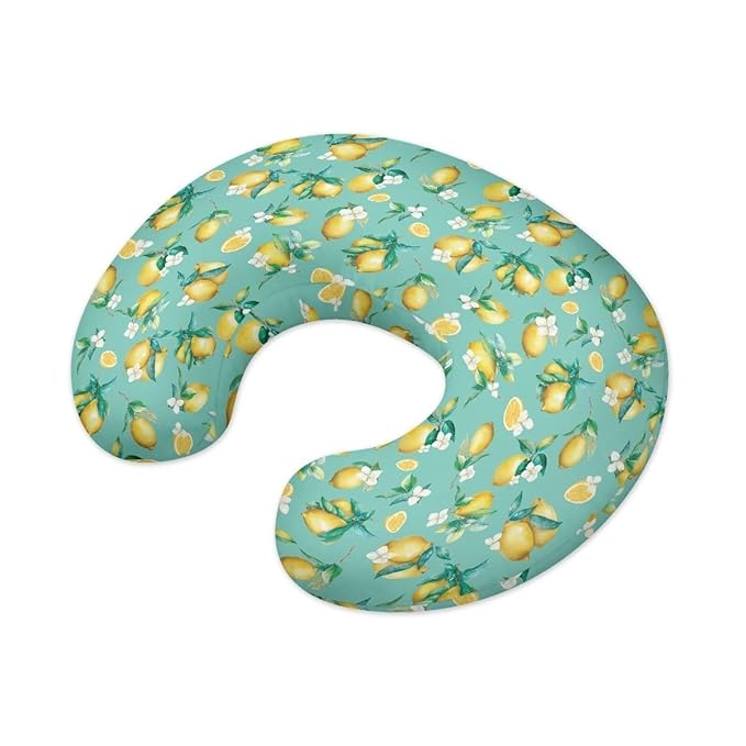Lemon Flowers Nursing Pillow Cover with Hidden Zipper Removable Breastfeeding Pillow Cover Skin-Friendly Infant Feeding Cushion Cover for Baby Boy and Girls