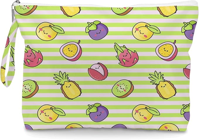 Wet Dry Bag, Wet Bag for Swimsuit, Diaper Sunscreen Large Zipper Pouch Waterproof Pouch, Beach Bags for Women, Lemon and Mangosteen Pattern, Gifts for Ladies Girls Friends Colleagues and Sisters