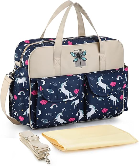 Kamay's Mummy Shoulder Bag Diaper Bag Chic Nappy Changing Bag Tote/Messenger Style Large with Changing Mat, Adjustable Straps
