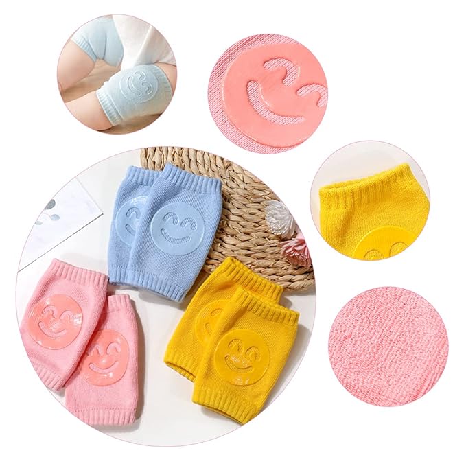 Baby Adjustable Helmet with 3 Pairs Baby Knee Pads for Crawling & 3 Pairs Baby Socks,Lightweight and Soft, Great for Baby Learning to Walk and Crawl. Gray Star+6