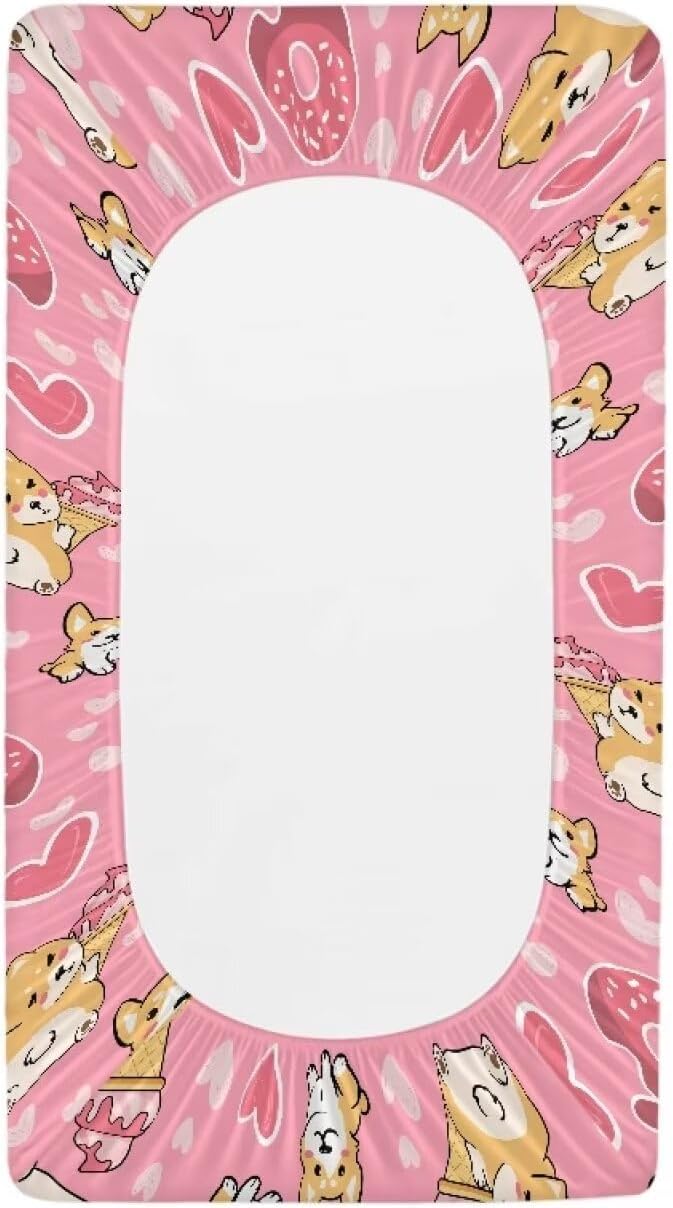 Dog Heart Valentine Changing Pad Cover Waterproof Diaper Changing Cover Durable Breathable Soft Universal Tray Table Mat Infant/Toddler
