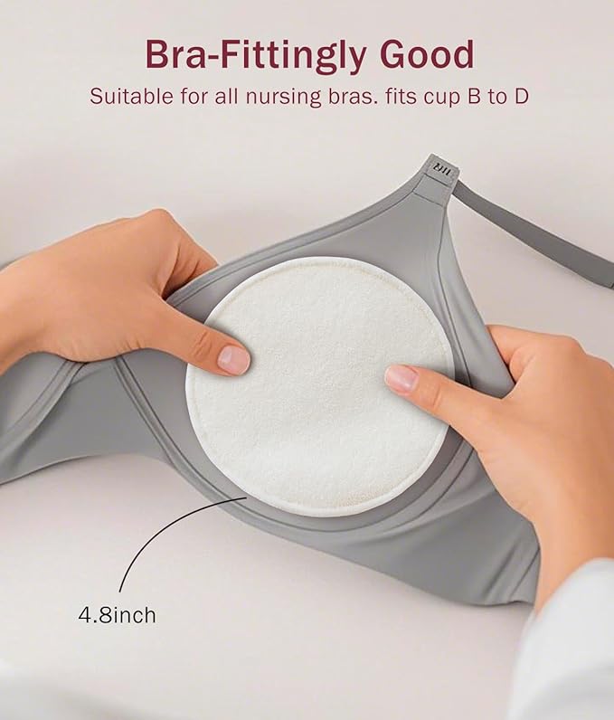 Washable Nursing Pads 6 PCS Reusable Breast Pads for Breastfeeding Soft and Super Absorbent Nipple Pads with Laundry Bag & Travel Storage Bag for Postpartum Essentials - 4.8inch