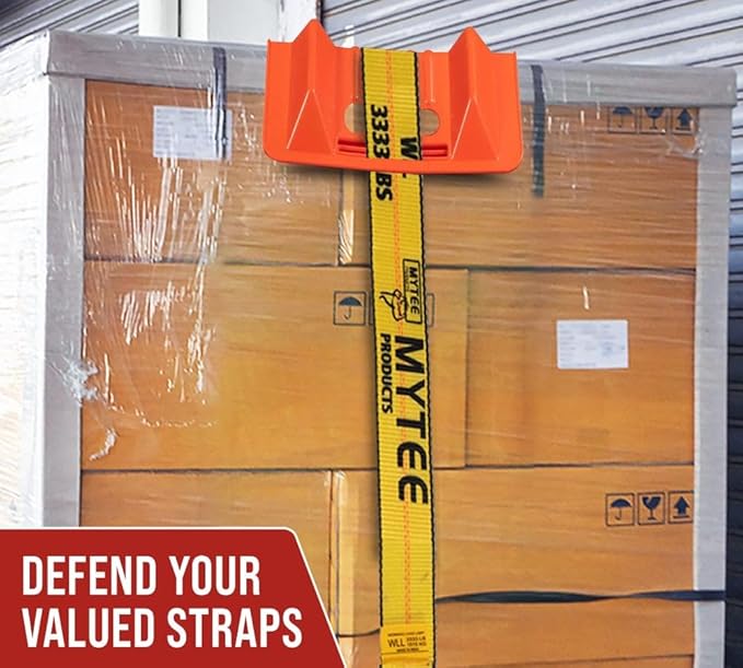 Mytee Products (80 Pieces) 4"x10" Orange Corner Protector V Shaped Flatbed Edge Guards with Carrying Case - Cargo Load Corner Edge Protector and Tie-Down Strap Guard for Flatbed