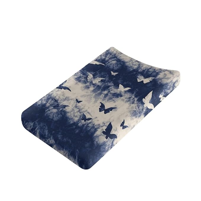 Tie Dye Butterfly Baby Diaper Changing Table Sheets Jersey Knit Breathable Changing Table Pad Cover for Infants Toddles 16 * 32 Inches
