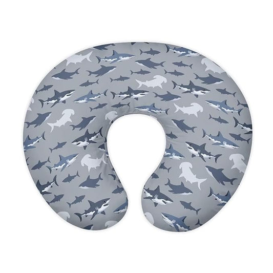 Cartoon Sharks Nursing Pillowcase for Boys Girls Durable Cozy Skin-Friendly Pillow Cover Fits Breastfeeding and Bottle Feeding Surpot Pillows, Easy to Put On & Remove
