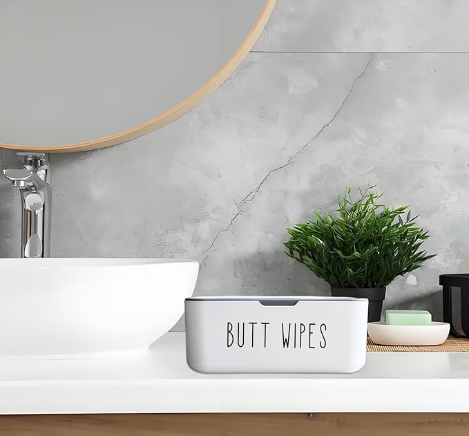 Moorfowl Butt Wipes Container for Bathroom Flushable Toilet Wipes Holder Dispensper Cute Sleek Look Nursery Decor