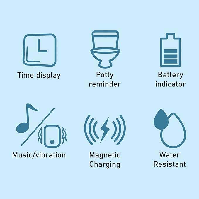 ABC123 Potty Training Watch 3 (2023 Edition) - Baby Reminder Water Resistant Timer for Toilet Training Kids & Toddler with Wireless Charging (Blue)