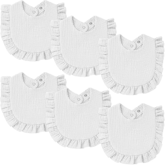 Oiomniv Muslin Baby Bibs, 6-Pack Bandana Drool Bibs Soft Cotton Adjustable Unisex Newborn, Toddler for Drooling Teething