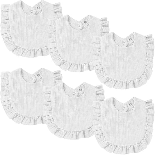 Oiomniv Muslin Baby Bibs, 6-Pack Bandana Drool Bibs Soft Cotton Adjustable Unisex Newborn, Toddler for Drooling Teething