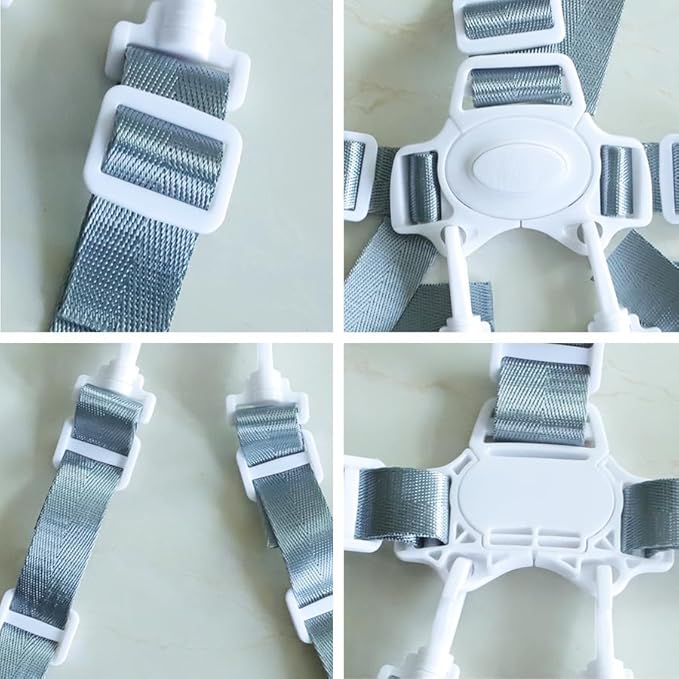 High Chair Straps, Adjustable 5 Point Baby Harness Straps Universal Stroller Baby Seat Security Belt Replacement with Buckle Portable Safety Harness Chair Accessory(Gray Button)