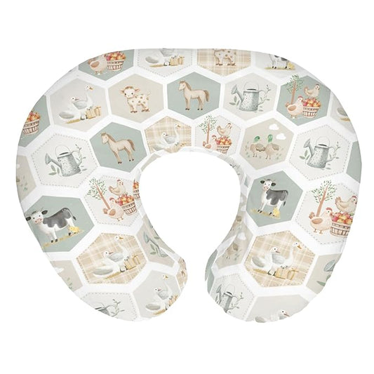 Farm Party Nursing Pillow Covers for Boy Girl Farm Cow Pig Horse Duck Chick Meadow Tractor Nursery Pillow Slipcover for Breastfeeding Pillows Farm Animals Life Soft Stretchy Cover for Newborn Infant