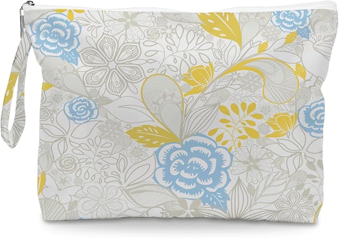 IAXIC Wet Dry Bag, Wet Bag for Swimsuit, Diaper Sunscreen Large Zipper Pouch Waterproof Pouch, Beach Bags for Women, Gifts for Ladies Girls Friends Colleagues and Sisters, Bird and Flower Pattern