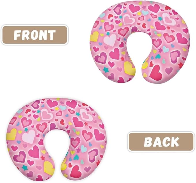 Love Heart Pink Feeding Pillow Cover Cozy Nursing Slipcover Soft Breastfeeding Pillow Slipcover Skin-Friendly U-Shaped Hidden Zipper Design