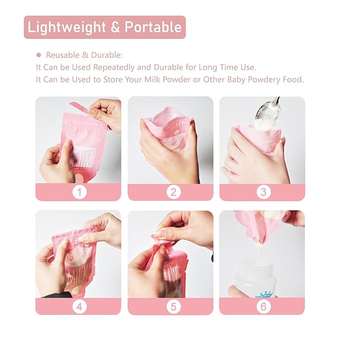 30pcs Pink Milk Powder Storage Bag, Disposable Milk Powder Bags Portable Milk Powder Storage Bag for Day Care and Family Trip