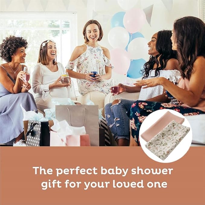 Little Jump Muslin Changing Pad Cover for Baby Girls Boys, 100% Cotton Soft Breathable Changing Table Covers, Baby Diaper Change Table Pad Cover, 2 Pack (Bunny)
