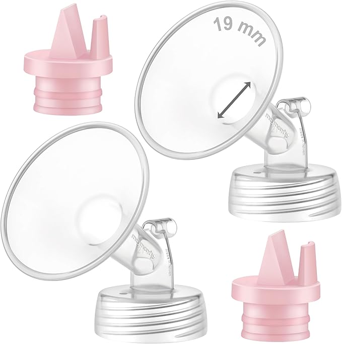 Maymom Pump Part Compatible with Spectra/Ameda Luna Pumps, Syngery Gold; Incl Wide Mouth Flange 19 mm 2nd Gen. Pink Valve; Not Original Spectra Flange; Replaces Spectra S1 S2, Plus Shield, Accessories