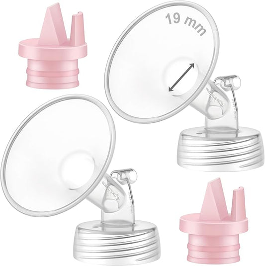 Maymom Pump Part Compatible with Spectra/Ameda Luna Pumps, Syngery Gold; Incl Wide Mouth Flange 19 mm 2nd Gen. Pink Valve; Not Original Spectra Flange; Replaces Spectra S1 S2, Plus Shield, Accessories