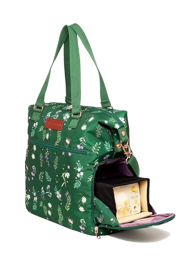Sarah Wells Lizzy Breast Pump Bag – Stylish Pump Tote with Insulated Cooler Pocket, Laptop Sleeve – Fits Portable Pumps & More – Easy-Clean, Lightweight Breastfeeding Bag (Olive You)