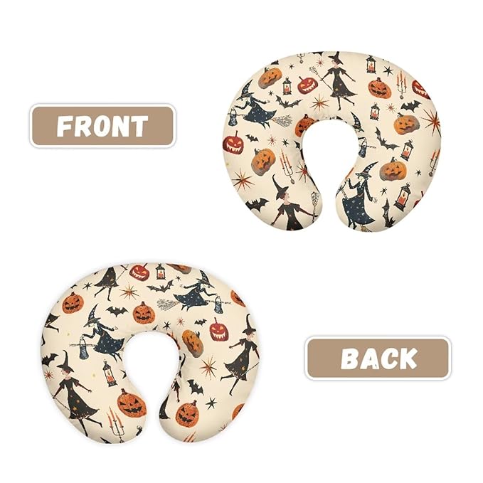 Halloween Nursing Pillow Cover Girl Boy Halloween Decor Witch Pumpkin Breast Feeding Pillow for Women, Super Soft Breathable Baby Shower Pillow Covers
