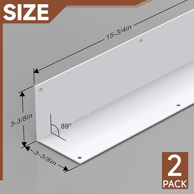 BJADE'S Aluminum Siding Corners Metal Corner Guards for Vinyl Siding,Outside Weed Whacking Protection，3 3/8'' x 3 3/8'' x 15 3/4'',2 Pack