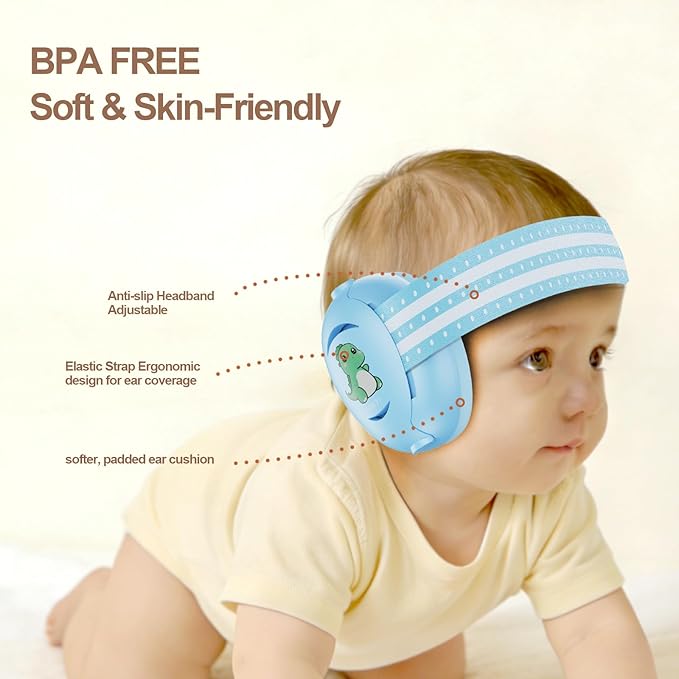 Floriogra Baby Headphones for Noise - Baby Ear Protection for Babies and Toddlers up to 36 Months - Babies Noise Cancelling Headphones - Infant Ear Protection Earmuffs Against Hearing Damage