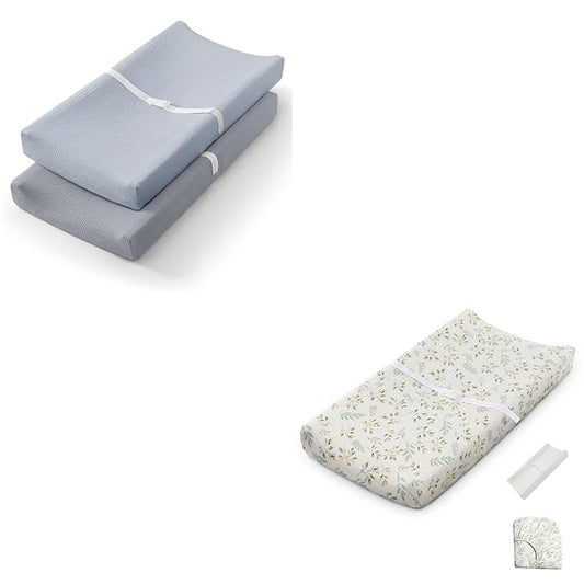 Blissful Diary Baby Changing Pad and 2 Packs Muslin Changing Pad Cover for Girls Boys