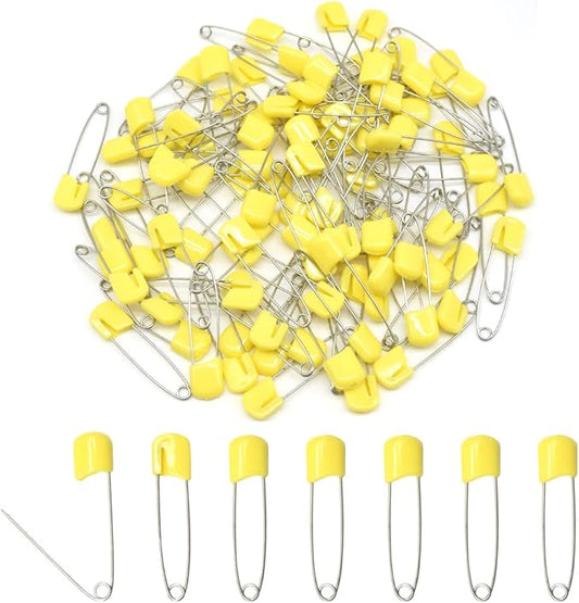 50 PCS Safety Pin 54mm/2.2in Baby Diaper Pins for Cloth Plastic Head Baby Pins for Diapers Stainless Steel Cloth Pins with Locking Closures Nappy Pin for Crafts（DT/Yellow）