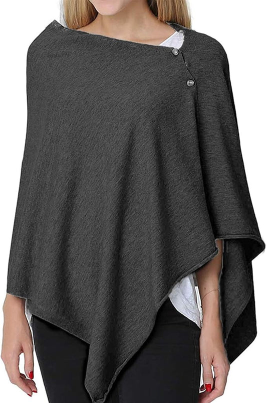 stylesilove Multi-Use Knit Nursing Shawl Poncho Adjustable Buttons for Breastfeeding Protection Nursing Cover Infinity Scarf