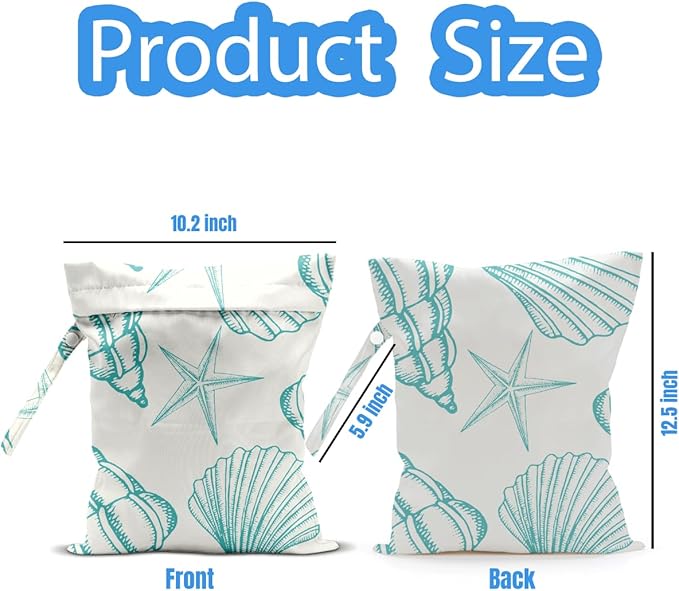 Wet Dry Bag, Wet Bag for Swimsuit, Travel, Beach, Pool, Diapers, Dirty Yoga Gym Clothes, Makeup Bag, Summer Shell Vacation Essentials