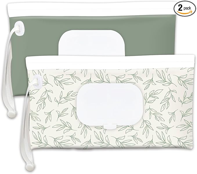cephira Baby wipes dispenser，portable baby wipes holder for outdoor, Refillable baby wipes container, on the go wet wipe pouch for travel, resuable wipes dispenser for hiking (sage)