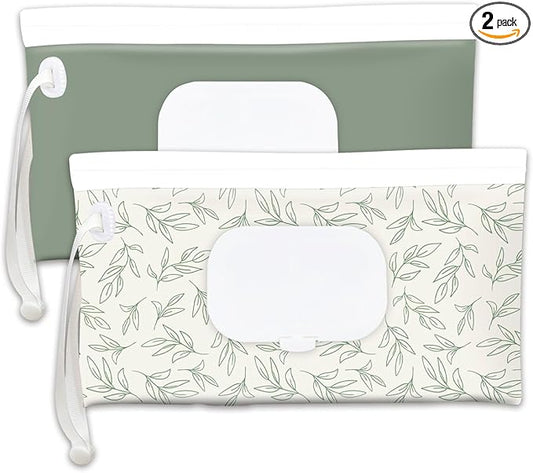 cephira Baby wipes dispenser，portable baby wipes holder for outdoor, Refillable baby wipes container, on the go wet wipe pouch for travel, resuable wipes dispenser for hiking (sage)