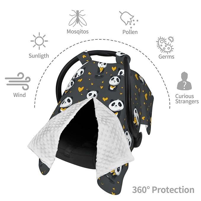 Cute Panda Hug Bear Baby Car Seat Canopy Nursing for Breastfeeding Multi-Use Infant Stretchy Carrier Carseat Winter Cover for Newborn Girls Boys