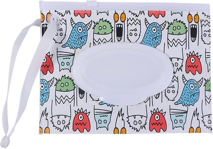 Portable Wet Wipe Pouch, Refillable Baby Wipe Dispenser with Snap Strap, Travel Reusable Wipes Container Wipe Carrying Case Holder(6)