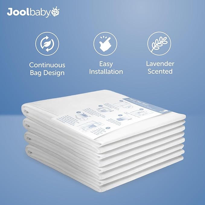 Jool Baby SMARTWAVE Diaper Pail Refill Liners (4-Pack) – Continuous Liner System - Lavender Scent, Lasts Up to 1980 Diapers