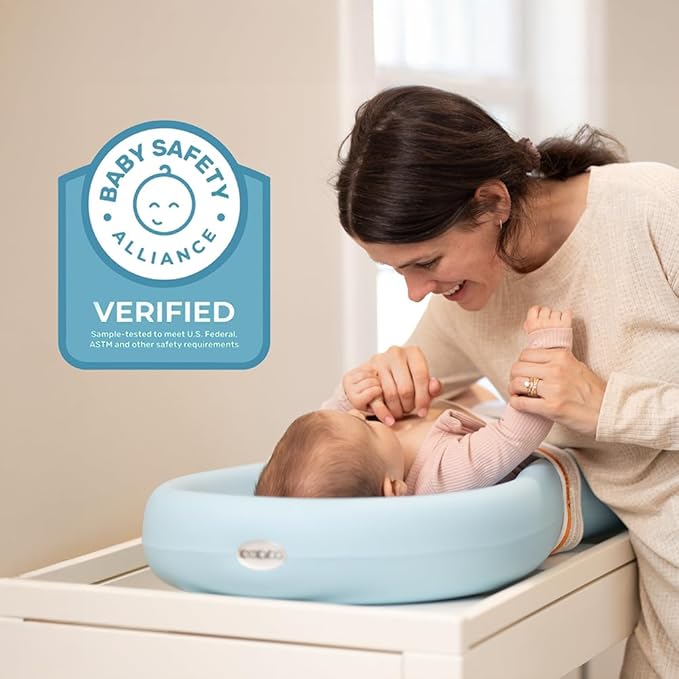 Keekaroo Peanut Changer Baby Blue – The Original Made in USA Easy-to-Clean Changing pad and The only Shell Over Foam, Fully impermeable to Fluid - Limited Edition Color