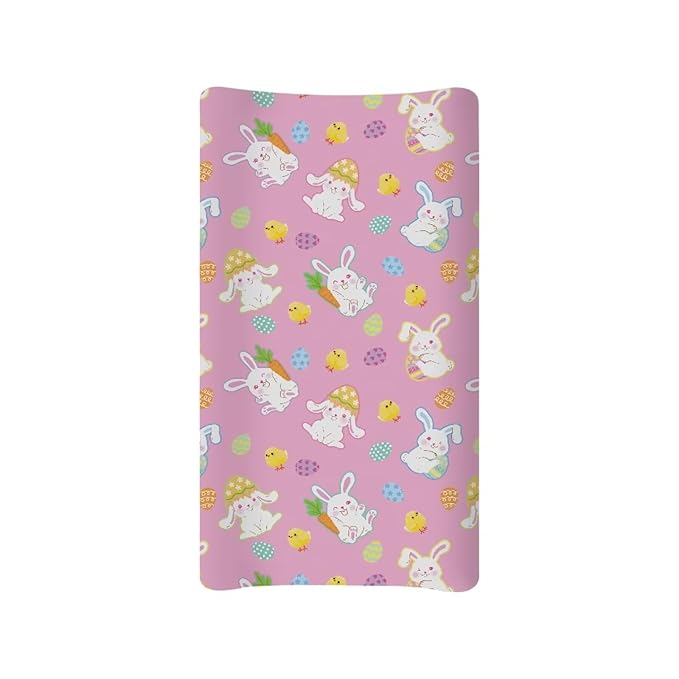 Easter Baby Changing Pad Cover Pink Diaper Changing Pad Cover Rabbit Changing Table Pad Cover Soft Breathable 32''*16'' Girl Nursery Decor