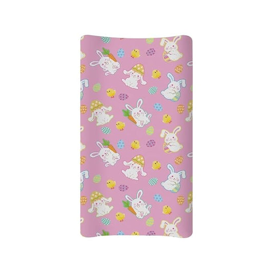 Easter Baby Changing Pad Cover Pink Diaper Changing Pad Cover Rabbit Changing Table Pad Cover Soft Breathable 32''*16'' Girl Nursery Decor