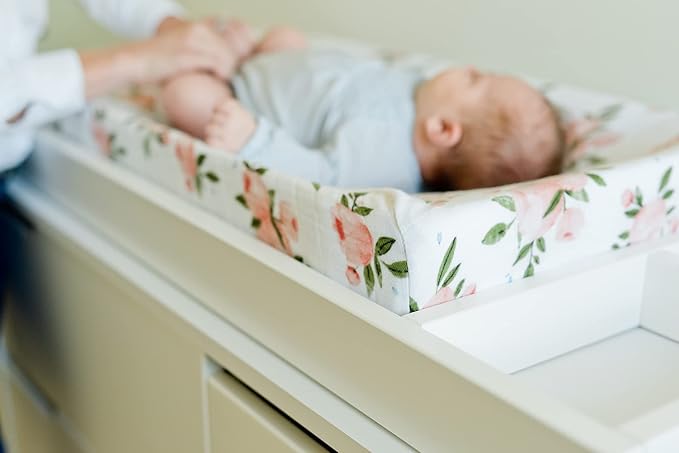 Little Unicorn Changing Pad Cover for Newborns & Infants | Soft & Breathable Muslin Fabric | Baby Diaper Changing Table Pad Cover (Watercolor Rose)