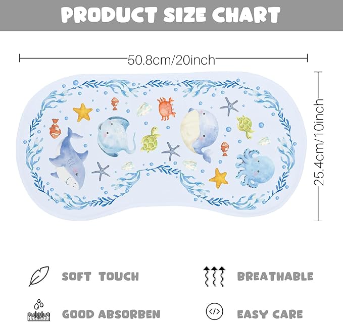 2pcs Ocean Burp Cloths for Baby Boys Girls 100% Cotton Sea Animal Themed Design Burp Rags, Soft Breathable Muslin Burping Cloths Absorbent Spit-Up Cloths for Infant Newborns
