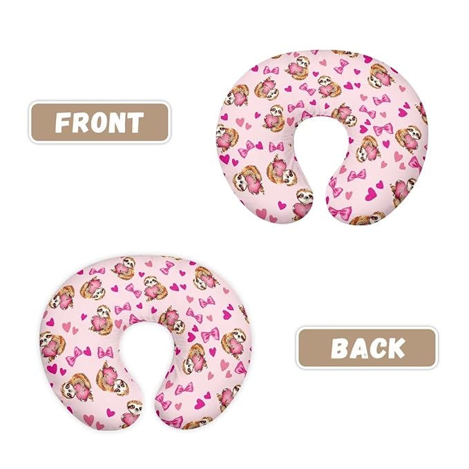 Jeiento Cartoon Sloth Nursing Pilow Covers for Breastfeeding Pillows Soft Nursing Pillow Slipcovers Elastic Comfortable Feeding Pillow Covers Love and Bow Pillows Slipcover for Newborn